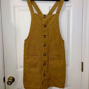 Corduroy button down overall dress